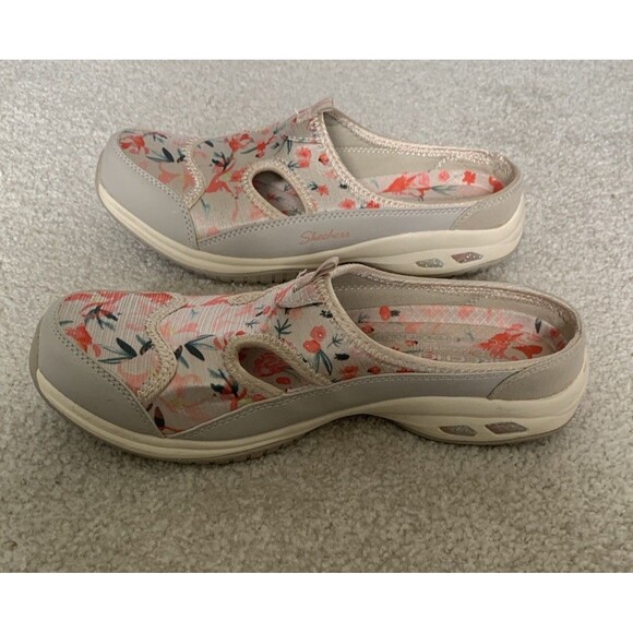 Skechers Commute Time Memory Foam Mules Floral White/Pink Sz 8 Washable Slip Ons - Picture 3 of 8